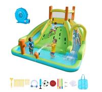 VEVOR Castillo Hinchable con Soplador 405 x 347 x 255 cm, Parque Infantil Inflable con 2 Toboganes Acuáticos, Piscina de Chapoteo, Muro de Escalada y Zona de Rebote para 3 a 4 Niños de 3 a 8 Años