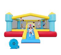 VEVOR Castillo Hinchable con Soplador 448 x 420 x 207 cm, Parque Infantil Inflable con Tobogán, Aro de Baloncesto, Zona de Salto, Baloncestos de PVC para 3 a 4 Niños de 3 a 8 Años para Patio, Jardín