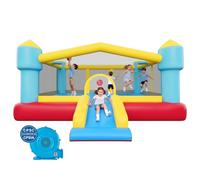 VEVOR Castillo Hinchable con Soplador 448 x 420 x 207 cm, Parque Infantil Inflable con Tobogán, Aro de Baloncesto, Zona de Salto, Baloncestos de PVC para 3 a 4 Niños de 3 a 8 Años para Patio, Jardín
