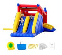 VEVOR Castillo Hinchable Estructura Inflable con Soplador Tobogán y Bolsa de Almacenamiento Trampolín al Aire Libre Parque Infantil Inflable en Patio Jardín para Niños de 3 a 8 Años 465x260x235 cm