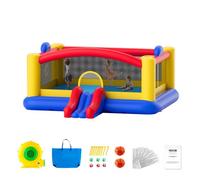 VEVOR Castillo Hinchable Estructura Inflable con Soplador Tobogán y Bolsa de Almacenamiento y Zona de Juegos Inflable al Aire Libre para Niños de 3 a 10 Años 450x440x203 cm para Patio Jardí