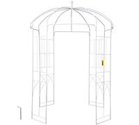 VEVOR Cenador Blanco de Jardín de Jaula para Pájaros Arco de Hierro Forjado Resistente, Altura de 2,7 m, Enrejado de Arco de Boda para Enredaderas Trepadoras en Jardín al Aire Libre, Césped, Patio