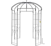 VEVOR Cenador de Jardín con Forma de Jaula 2,4 x 1,6 m Cenador de Hierro Forjado Resistente Enrejado de Arco de Boda para Enredaderas Trepadoras en Jardín al Aire Libre, Patio, Césped, Negro