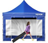 VEVOR Carpa Plegable con Paredes Laterales Cenador Plegable de 3 x 3 m Carpas Impermeables de PVC con Bolsa de Tela Cenador para Exteriores 3 Alturas Ajustables Azul para Fiestas, Bodas, Reuniones