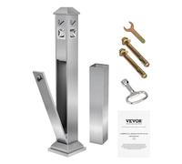 VEVOR Cenicero de 21 x 21 x 108 cm, Contenedor Cuadrado para Colillas con 4 Aberturas de Eliminación y Tapa Superior, Cenicero de Acero Inoxidable para Jardín, Oficina, Restaurante, Hotel, Plata