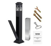 VEVOR Cenicero de 21 x 21 x 108 cm, Contenedor Cuadrado para Colillas con 4 Aberturas de Eliminación y Tapa Superior, Cenicero de Placas Galvanizadas para Jardín, Oficina, Restaurante, Hotel, Negro