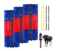 VEVOR Cepillo Rascador para Ganado 430 x 190 mm, Conjunto de 3 Unidades, Raspador para Vacas Caballos Ovejas, para Aliviar la Picazón en la Espalda, Kit de 12 Tornillos, para Campo Granja, Azul y Rojo