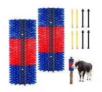 VEVOR Cepillo Rascador para Ganado, 430 x 190 mm, Paquete de 2 Unidades, Cepillo de Masaje para Caballos Vacas Ovejas, Raspador para Aliviar la Picazón de la Espalda, Tornillos Incluidos, Azul y Rojo
