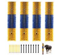VEVOR Cepillo Rascador para Ganado, Paquete de 4 Unidades, Raspador de 430 x 100 mm, Cepillo de Masaje para Aliviar la Picazón de la Espalda, para Caballos Vacas Ovejas Cerdos, Color Azul y Amarillo