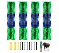 VEVOR Cepillo Rascador para Ganado, Set de 4 Piezas, 430 x 100 mm, Cepillo de Masaje para Caballos Vacas Ovejas, Raspador para Granja Campo Parque Zoológico, con Accesorios de Instalación, Verde Azul