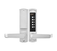 VEVOR Cerradura de Código Mecánica con Teclado, 5 Dígitos sin Llaves, Aleación de Zinc, Diseño con Manija, 4 Husillos, Bloqueo Automático para Puertas 35 a 65 mm, Jardín, Exterior, Garaje y Entrada