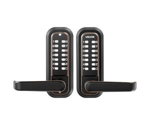 VEVOR Cerradura de Código Mecánica de Doble Cara con Teclado, 4 a 7 Dígitos sin Llaves, Aleación de Zinc, con Manija Husillos Bloqueo Automático para Puertas 35 a 65 mm, Entrada Garaje Exterior Jardín