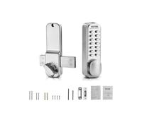 VEVOR Cerradura de Combinación Mecánica con Teclado de Una Cara 14 Teclas, Cerradura de Puerta sin Llave con Perilla Giratoria Adecuado para Puertas de 35 a 65 mm de Grosor para Oficina, Patio, Plata