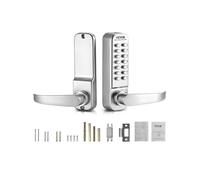 VEVOR Cerradura de Combinación Mecánica con Teclado de Una Cara 14 Teclas, Cerradura de Puerta sin Llave con Manija Adecuado para Puertas de 35 a 65 mm de Grosor para Oficina, Patio, Plateado