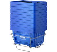 VEVOR Cesta Azul de la Compra con Asas y Soporte, 12 Piezas, 24 L, Cesta Portátil de la Compra de Plástico Duradero de 425 x 295 x 225 mm, para la Compra de Comestibles en el Supermercado, Tienda