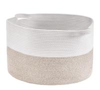 VEVOR Cesta de Algodón de Almacenamiento de 67 L Cesta para Mantas de 508x508x330 mm, Cesta Trenzada de Cuerda de Algodón con Asas, Cesta Plegable para Organizar Ropa, Juguetes Infantiles, Almohadas