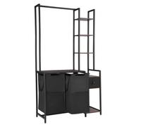 VEVOR Cesta para la Colada con 2 Compartimentos de Tela Oxford 600D y 1 Cajón, Recolector de Ropa con Estantes de Escalera, Separador de Ropa, Sistema de Clasificación de Ropa Sucia, Negro