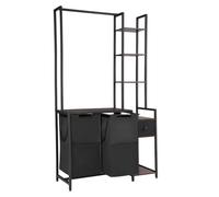 VEVOR Cesta para la Colada con 2 Compartimentos de Tela Oxford 600D y 1 Cajón, Recolector de Ropa con Estantes de Escalera, Separador de Ropa, Sistema de Clasificación de Ropa Sucia, Negro