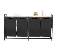 VEVOR Cesta para la Colada con Tablero de Madera con 4 Bolsas Extensibles Negro