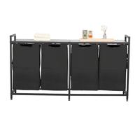VEVOR Cesta para la Colada con Tablero de Madera, Clasificador de Ropa 1312 x 330 x 710 mm con 4 Bolsas Extensibles de Tela Oxford 600D y Estructura de Metal, Clasificador de Ropa para Baño, Negro