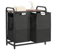 VEVOR Cesta para la Colada con Tablero de Madera con 2 Bolsas Extensibles Negro