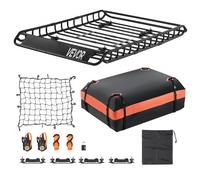 VEVOR Cesta para Portaequipajes de Techo 130x91x10,5 cm Portaequipajes Universal para Techo con Bolsa de Carga 112x87x26 cm Carga Máxima de 90,7 kg Soporte de Equipajes para SUV, Camión, Coche