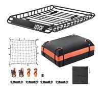 VEVOR Cesta para Portaequipajes de Techo 130x91x10,5 cm Portaequipajes Universal para Techo con Bolsa de Carga 112x87x26 cm Carga Máxima de 90,7 kg Soporte de Equipajes para SUV, Camión, Coche