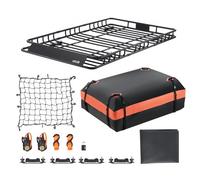 VEVOR Cesta Portaequipajes de Techo 162,5 x 99 x 10,5 cm Carga de 90,7 kg, De Acero de Aleación, Con Bolsa de Carga de 112 x 87 x 26 cm, Red, Correas de Trinquete, Para SUV, Camioneta, Automóvil