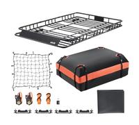 VEVOR Cesta Portaequipajes de Techo 162,5 x 99 x 10,5 cm Carga de 90,7 kg | De Acero de Aleación, Con Bolsa de Carga de 112 x 87 x 26 cm, Red, Correas de Trinquete, Para SUV, Camioneta, Automóvil
