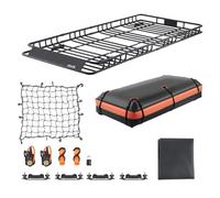 VEVOR Cesta Portaequipajes de Techo 212 x 99 x 10,5 cm Carga de 113,4 kg, de Acero de Aleación, Con Bolsa de Carga y Red de Carga, Correas de Trinquete, para SUV, Camionetas, Automóviles, Negro