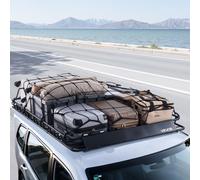 VEVOR Cesta Portaequipajes para Techo 163 x 127 x 10,5 cm Universal, de Acero Aleado Antioxidante, Carga Máxima de 68,0 kg, con Dos Redes de Carga de 90 x 100 cm, para SUV, Camioneta y Coche, Negro