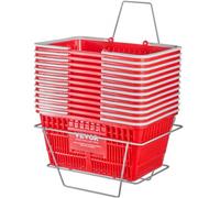 VEVOR Cesta Roja de Compras Cesta Portátil con Asa y Soporte 12 Piezas, 21 L