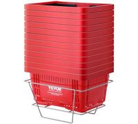 VEVOR Cesta Roja de la Compra con Asas y Soporte, 12 Piezas, 24 L, Cesta Portátil de la Compra de Plástico Duradero de 425 x 295 x 225 mm, para la Compra de Comestibles en el Supermercado, Tienda
