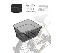 VEVOR Cesta Trasera para Bicicleta Cesta de Malla de Alambre con Red de Carga y Cubierta Impermeable Cesta Trasera de Metal Duradera para Bicicleta 39x31x21 cm Herramientas de Montaje Incluidas