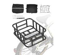 VEVOR Cesta Trasera para Bicicleta Cesta Mediana con Red de Carga Forro y Funda Impermeable Cesta Trasera Resistente para Bicicleta para Llevar Frutas, Comestibles, Herramientas de Montaje Incluidas