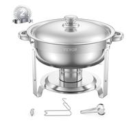 VEVOR CHAFING plato buffet set 5 Qt 2 paquete de acero inoxidable con 2 sartenes de tamao completo servidor de catering redonmurador con tapa de agu