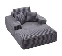 VEVOR Chaise Longue Relajante, Sofá Cama Tapizado con Cojines Decorativos y Reposabrazos, con Asiento Profundo para Salón y Dormitorio, Esponja Altamente Elástica, 1380 x 1500 x 700 mm, Gris