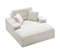 VEVOR Chaise Longue Relajante, Sofá Cama Tapizado con Cojines Decorativos y Reposabrazos, con Asiento Profundo para Salón y Dormitorio, Sillón de Esponja Elástica Beige, 1380 x 1500 x 700 mm