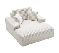 VEVOR Chaise Longue Relajante, Sofá Cama Tapizado con Cojines Decorativos y Reposabrazos, con Asiento Profundo para Salón y Dormitorio, Sillón de Esponja Elástica Beige, 1380 x 1500 x 700 mm