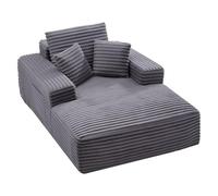 VEVOR Chaise Longue Relajante, Sofá Cama Tapizado con Cojines Decorativos y Reposabrazos, con Asiento Profundo para Salón y Dormitorio, Esponja Altamente Elástica, 1380 x 1500 x 700 mm, Gris