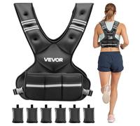 VEVOR Chaleco con Peso Ajustable 9-14,5 kg con 6 Pesas de Hierro y Banda Reflectante, Conjunto de Ejercicios con Chaleco con Peso Corporal Unisex, Equipo para Entrenamiento de Fuerza, Correr y Trotar