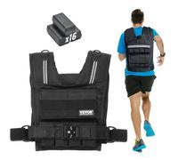 VEVOR Chaleco con Peso Ajustable de 15,85 kg con Pesas de Hierro, Hombreras y Franja Reflectante, Conjunto de Ejercicios con Chaleco con Peso Corporal para Hombres y Mujeres, Entrenamiento de Fuerza