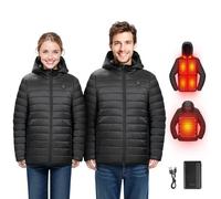 VEVOR Chaqueta Calefactable a Hombre, Batería 7,4 V, Softshell Eléctrico, Resistente al Viento, 6 Zonas de Calefacción y 3 Niveles de Calor para Senderismo y Trabajo al Aire Libre, Negro, Talla XL