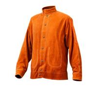 VEVOR Chaqueta de Soldador Resistente al Fuego, M, Piel de Vaca, Impermeable, Botones a Presión, 4 Bolsillos y Puños Ajustables para Soldadores Acerías, 711,2 x 1219,2 x 838,2 mm, Marrón Amarillo
