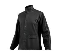 VEVOR Chaqueta de Soldador Resistente al Fuego, M, Piel de Vacuno Dividida Resistente y Cuerpo de Algodón, con Botones a Presión y Bolsillos, para Montadores, 711,2 x 1219,2 x 838,2 mm, Negro