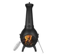 VEVOR Chimenea de Leña para Exteriores 457 mm, Aluminio, para Barbacoa y Calentamiento con Malla para Parrilla Revestimiento para Chimenea y Tapa a Prueba Óxido para Jardín, 520 x 500 x 1300 mm