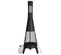 VEVOR Chimenea de Leña para Exteriores 508 mm, para Barbacoa y Calentamiento con Malla para Parrilla Revestimiento para Chimenea y Tapa a Prueba Óxido para Patio, Jardín, Negro, φ 508 x 1495 mm