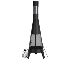 VEVOR Chimenea de Leña para Exteriores 508 mm, para Barbacoa y Calentamiento con Malla para Parrilla Revestimiento para Chimenea y Tapa a Prueba Óxido para Patio, Jardín, Negro, φ 508 x 1495 mm