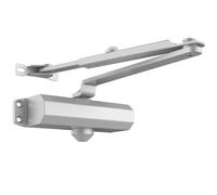 VEVOR Cierrapuertas Automático para Uso Comercial Privado Carga 68 kg Cierrapuertas de Aluminio Fundido Cierrapuertas Tamaño Ajustable con Carcasa de Tope Hidráulico Tres Métodos de Instalación Plata