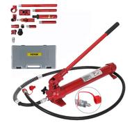 VEVOR Cilindro Hidráulico 10 T, Elevador de Pistón Hueco, Cilindro Hidráulico, Altura Máx. de Elevación 33 cm, Simple Efecto Mín. 46 cm, Cilindro Hidráulico con Bomba Manual 27 kg, Manguera de 1,4m